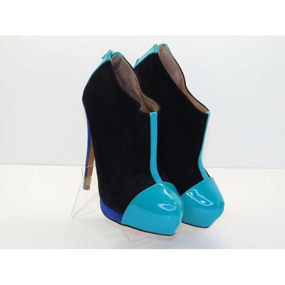 Aldo Color Block Suede Ankle Booties Size 7.  B55 - Picture 5 of 11